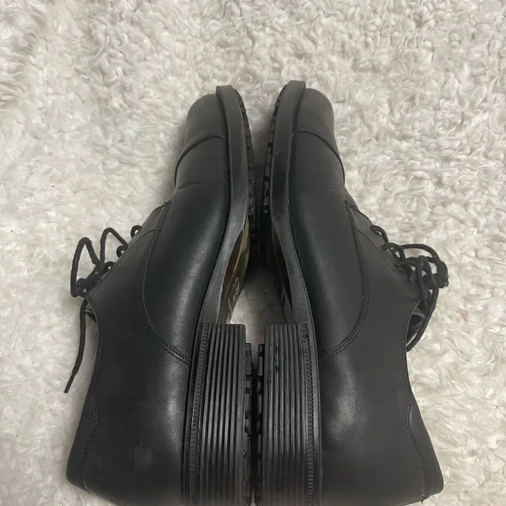 Shoes for Crews slip & oil resistant leather black Men’s shoes.SZ12M